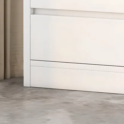 Simple Wooden White 3-Tier Bookcase with Drawers Image - 10