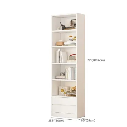 Simple Wooden White 3-Tier Bookcase with Drawers Image - 26