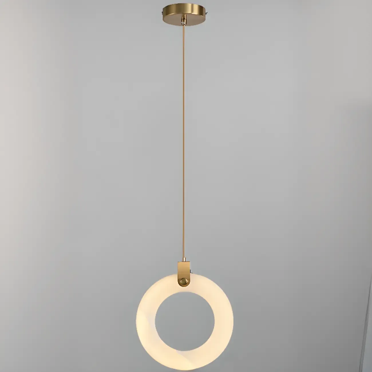 Adjustable Gold Metal Circle Hanging Pendant Light Image - 4