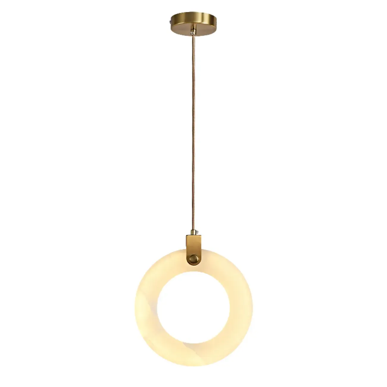 Adjustable Gold Metal Circle Hanging Pendant Light Image - 6