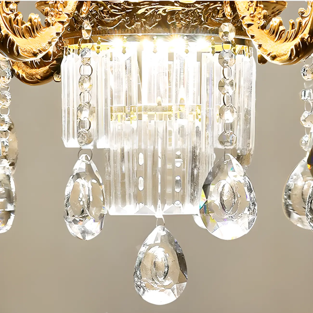 Adjustable Luxury Gold Flower Shape Clear Glass Chandelier Image - 13 | homeyfad