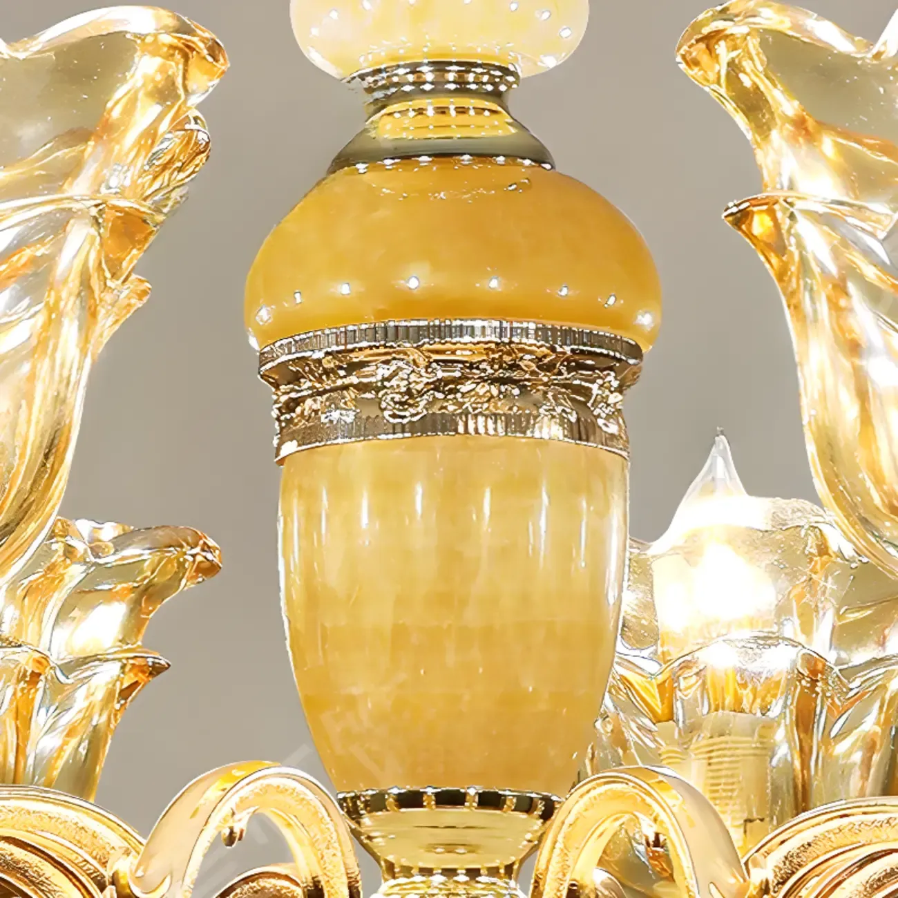 Adjustable Luxury Gold Flower Shape Clear Glass Chandelier Image - 14