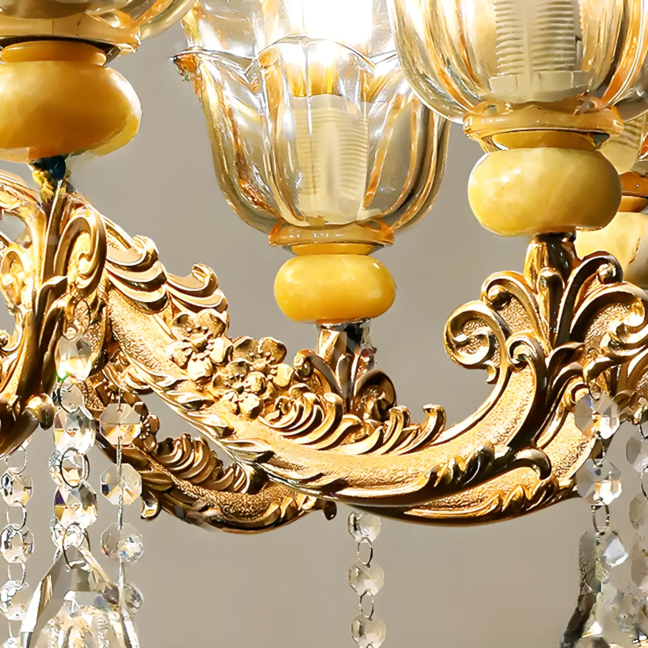 Adjustable Luxury Gold Flower Shape Clear Glass Chandelier Image - 15 | homeyfad
