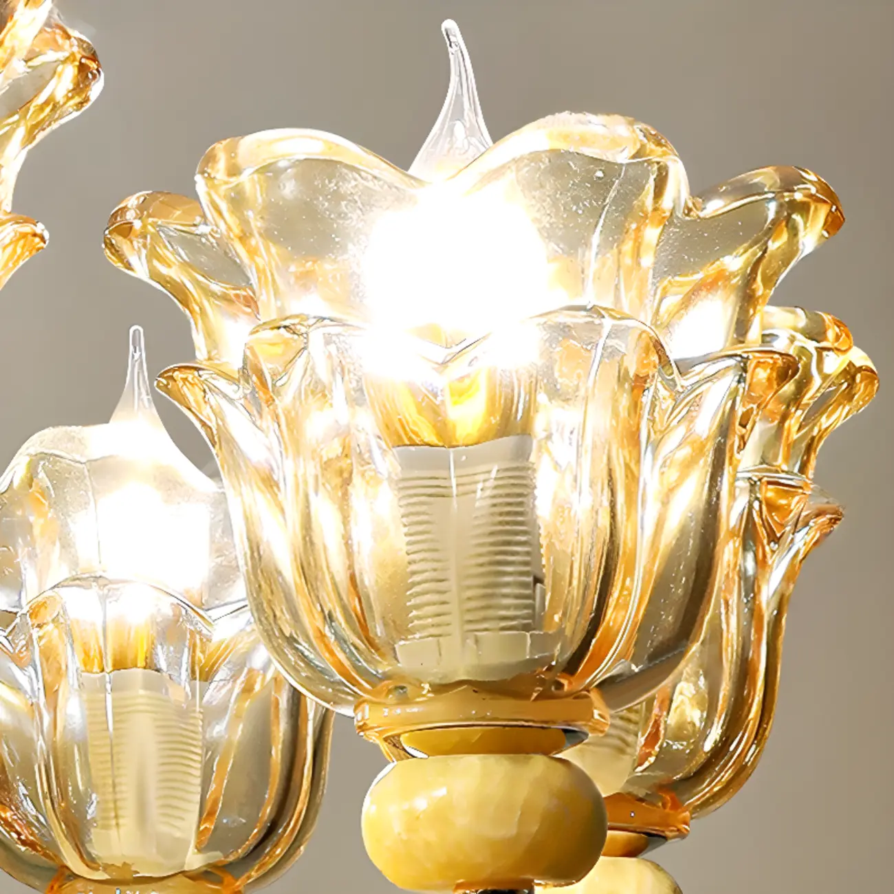 Adjustable Luxury Gold Flower Shape Clear Glass Chandelier Image - 16 | homeyfad