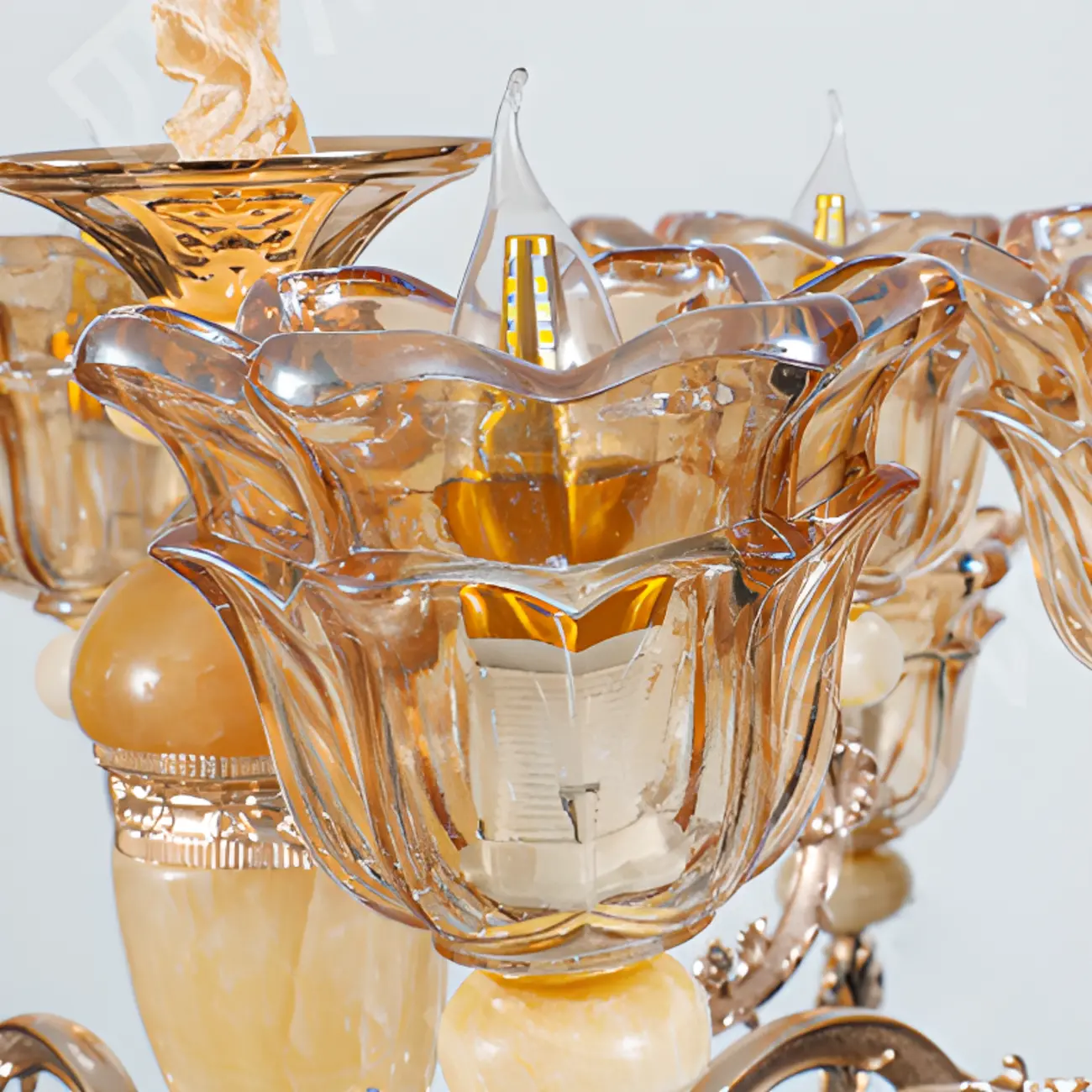 Adjustable Luxury Gold Flower Shape Clear Glass Chandelier Image - 17 | homeyfad