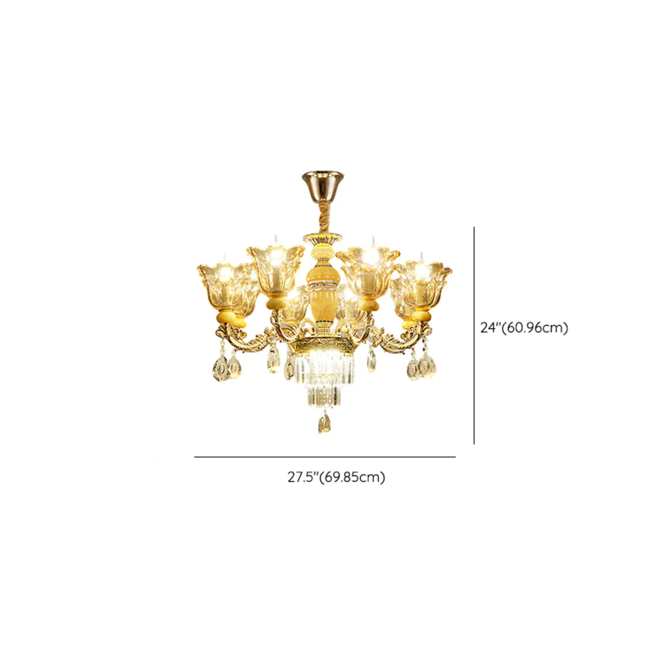 Adjustable Luxury Gold Flower Shape Clear Glass Chandelier Image - 19 | homeyfad