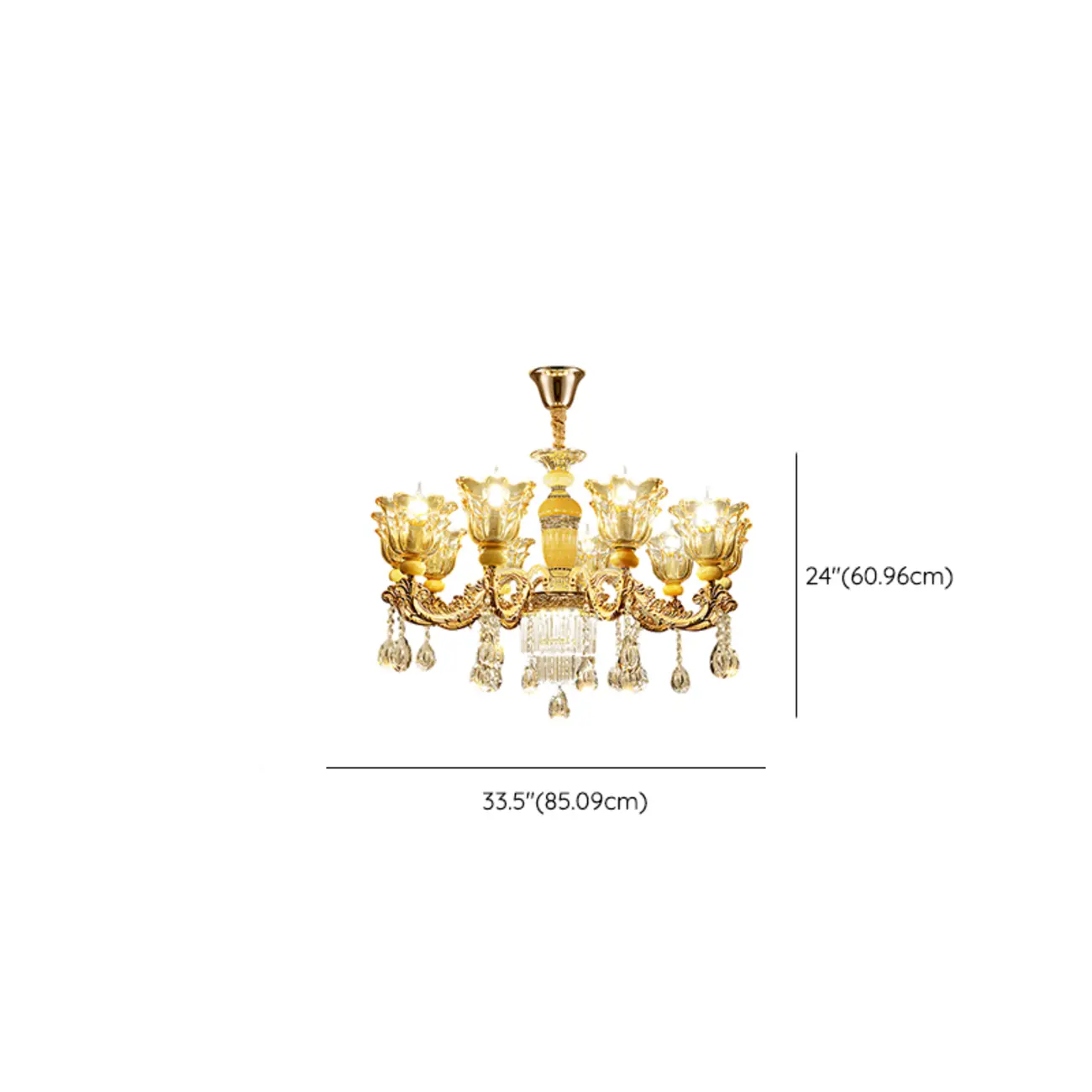 Adjustable Luxury Gold Flower Shape Clear Glass Chandelier Image - 20 | homeyfad