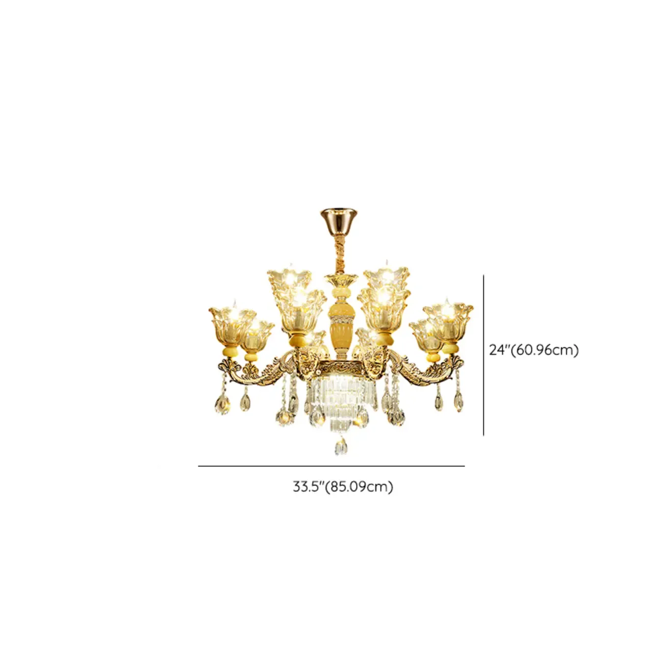 Adjustable Luxury Gold Flower Shape Clear Glass Chandelier Image - 21