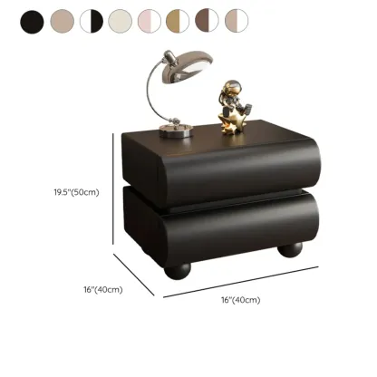 Stylish Black Unique Rounded Wooden Bedside Nightstand #size
