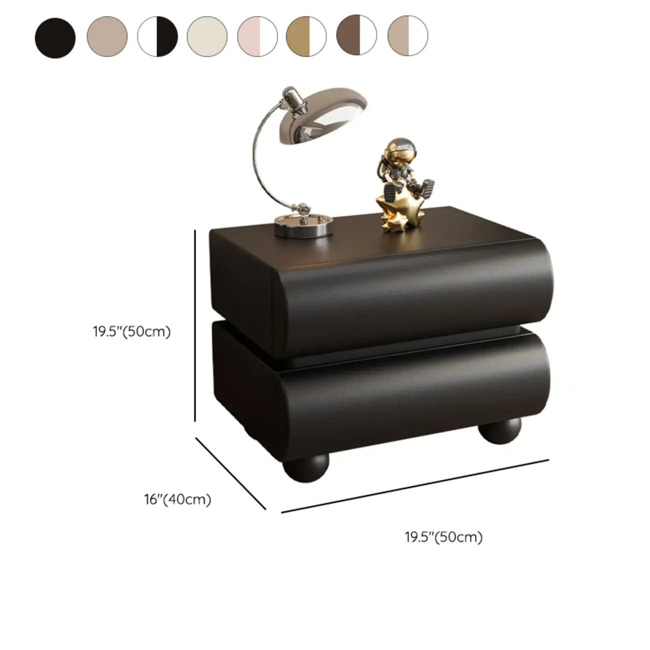 Stylish Black Unique Rounded Wooden Bedside Nightstand Image - 17 | homeyfad