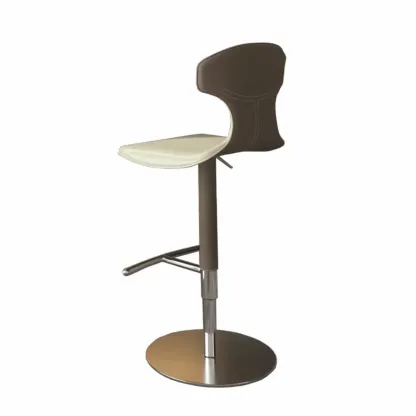Minimalist Beige Leather Saddle Bar Stools Image - 8