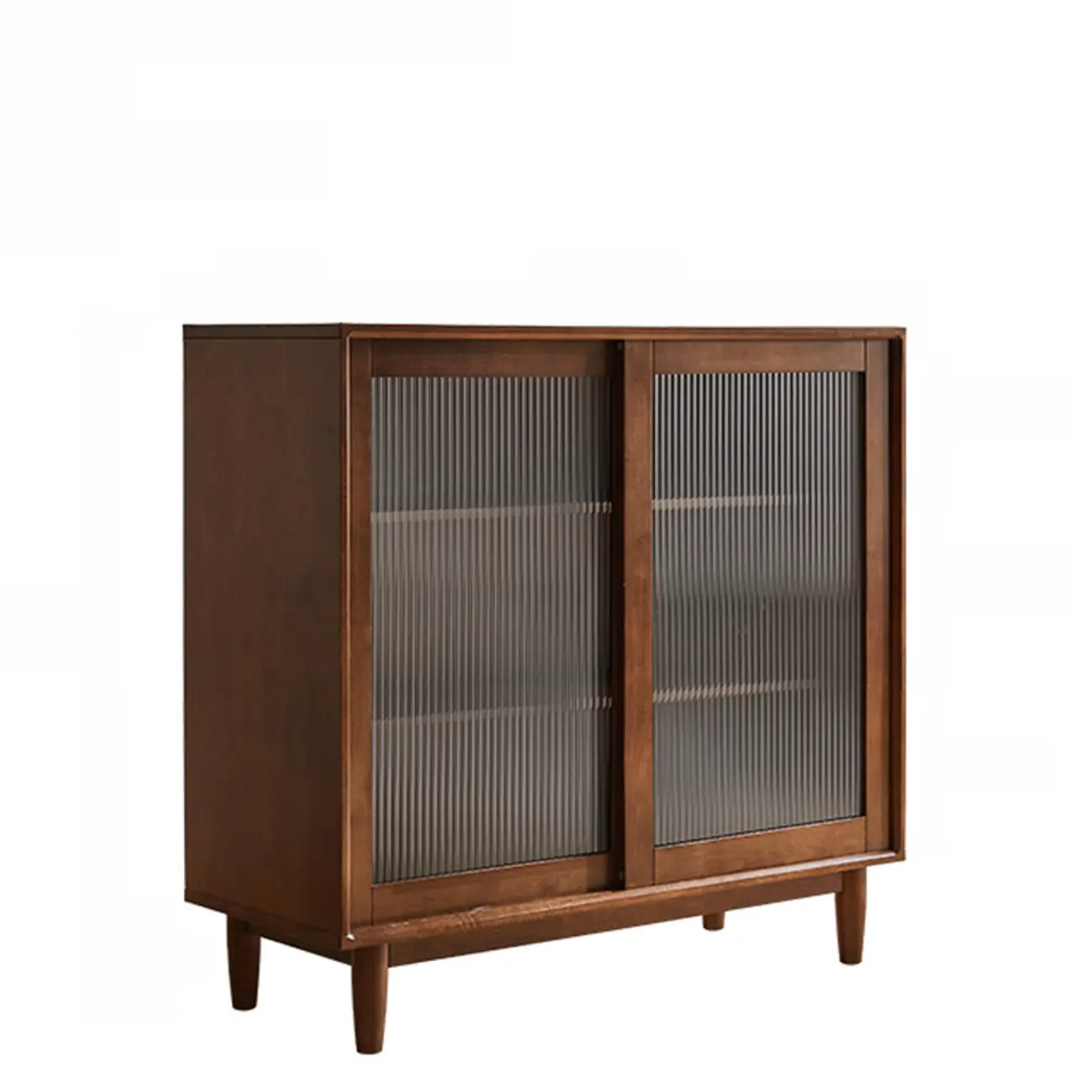 Rectangular Cherry Wood Sliding Glass Door Sideboard Cabinet Image - 9 | homeyfad