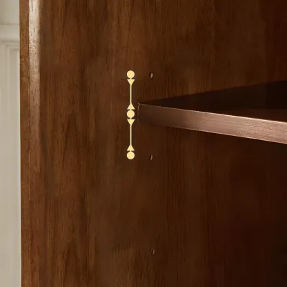 Rectangular Cherry Wood Sliding Glass Door Sideboard Cabinet Image - 7