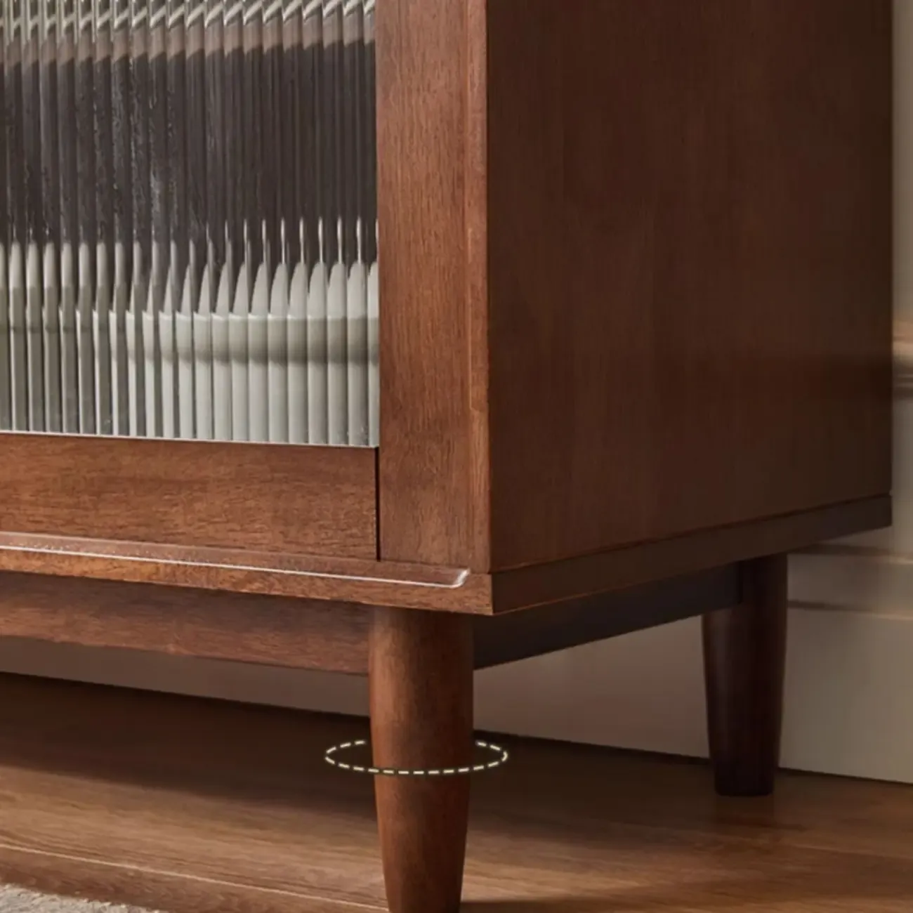 Rectangular Cherry Wood Sliding Glass Door Sideboard Cabinet Image - 11