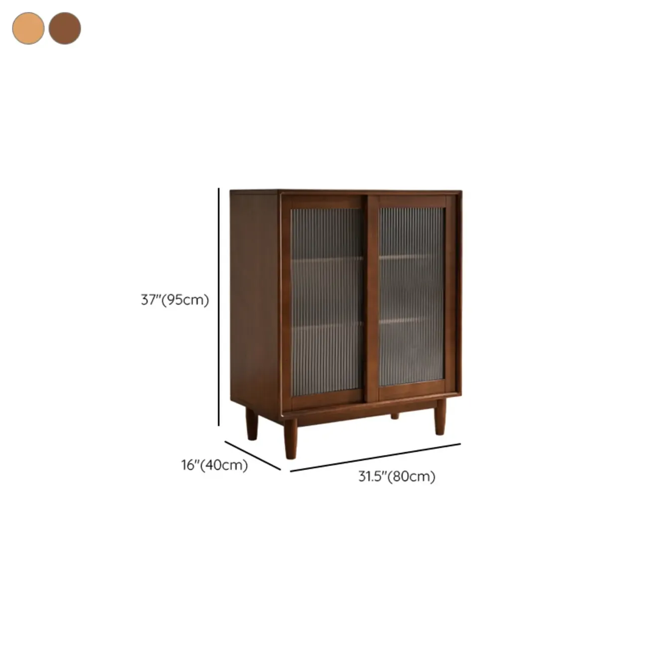 Rectangular Cherry Wood Sliding Glass Door Sideboard Cabinet Image - 17