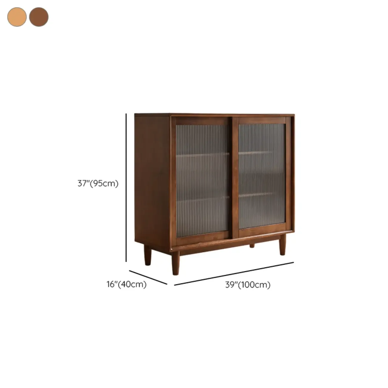 Rectangular Cherry Wood Sliding Glass Door Sideboard Cabinet Image - 18
