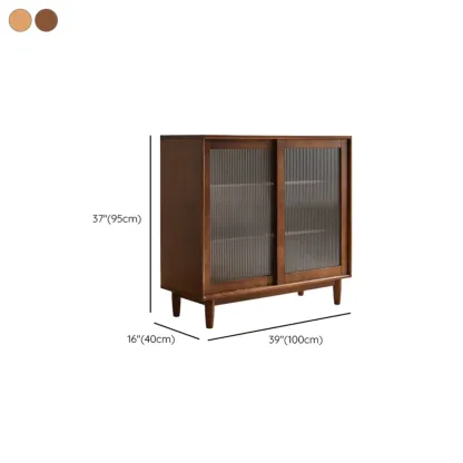 Rectangular Cherry Wood Sliding Glass Door Sideboard Cabinet Image - 18
