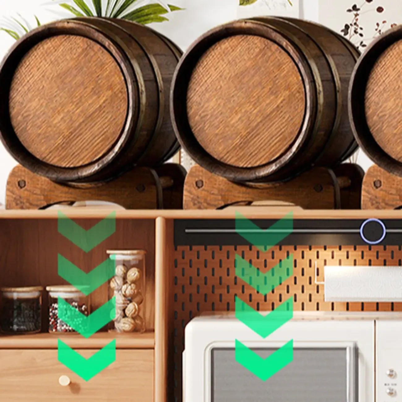 Nordic Adjustable Shelf 5 Drawers Wooden Sideboard Cabinet Image - 5