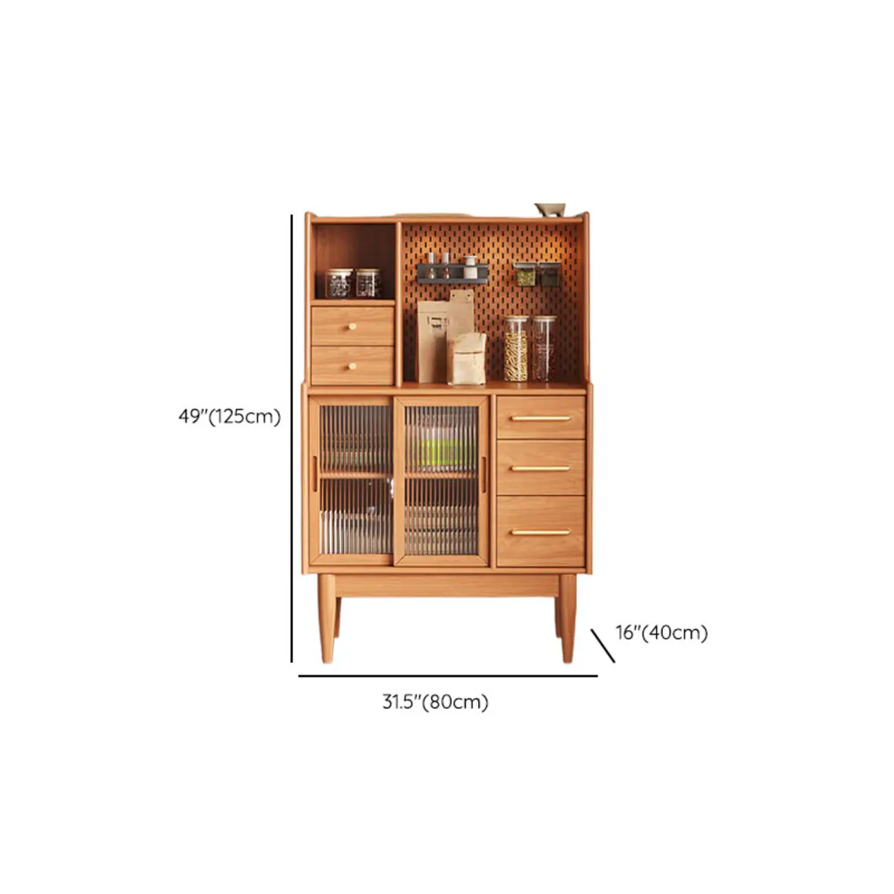 Nordic Adjustable Shelf 5 Drawers Wooden Sideboard Cabinet #size | homeyfad