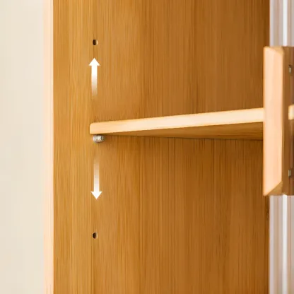 Stylish Tabletop Glass Bamboo Sideboard Cabinet with Open Shelf Image - 6