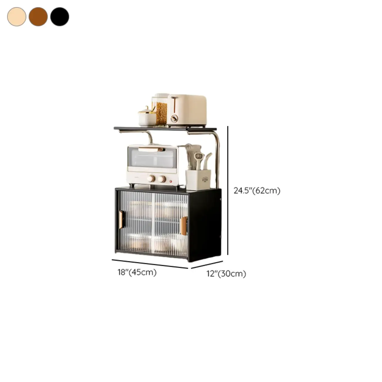 Stylish Tabletop Glass Bamboo Sideboard Cabinet with Open Shelf Image - 31