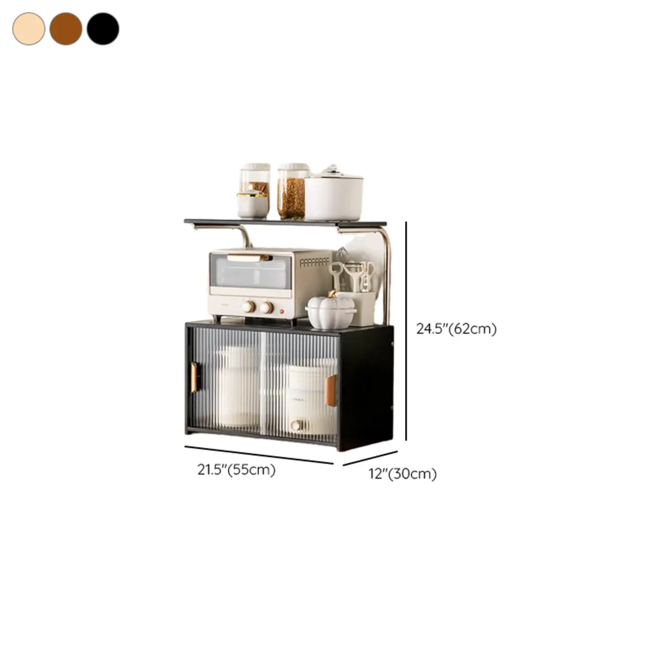 Stylish Tabletop Glass Bamboo Sideboard Cabinet with Open Shelf Image - 32 | homeyfad