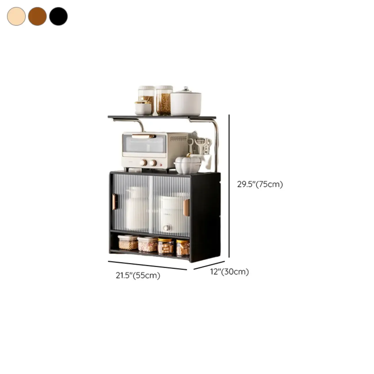 Stylish Tabletop Glass Bamboo Sideboard Cabinet with Open Shelf Image - 33