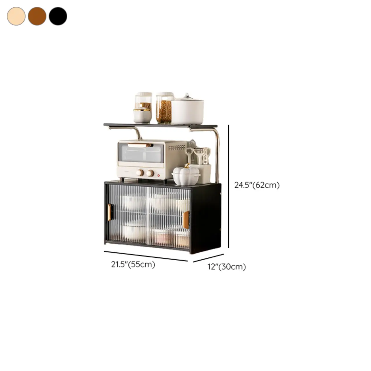 Stylish Tabletop Glass Bamboo Sideboard Cabinet with Open Shelf Image - 34 | homeyfad