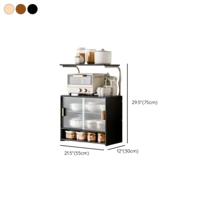 Stylish Tabletop Glass Bamboo Sideboard Cabinet with Open Shelf Image - 35