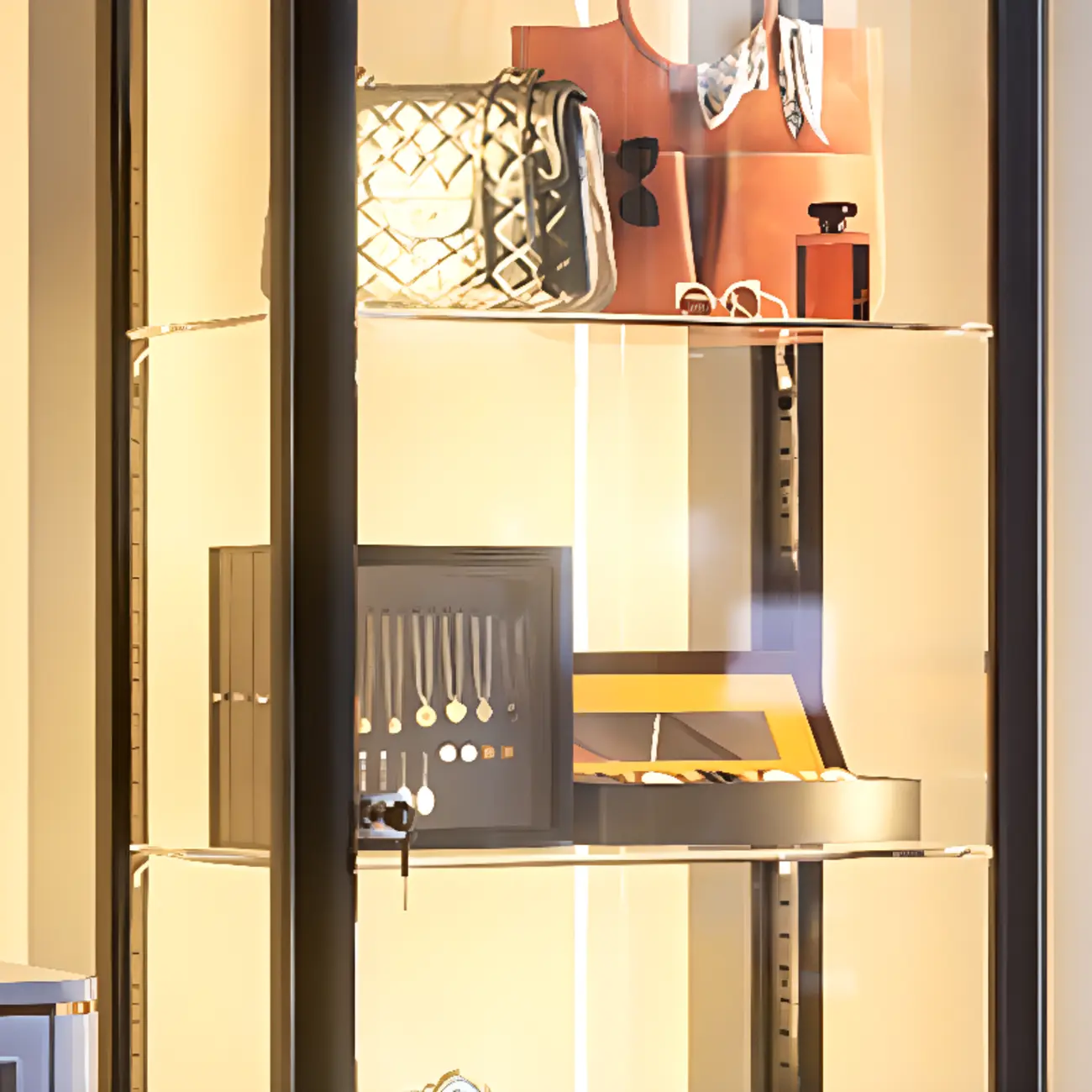 Enclosed Black 5-Shelf Metal Curio Cabinet with Light Image - 7 | homeyfad