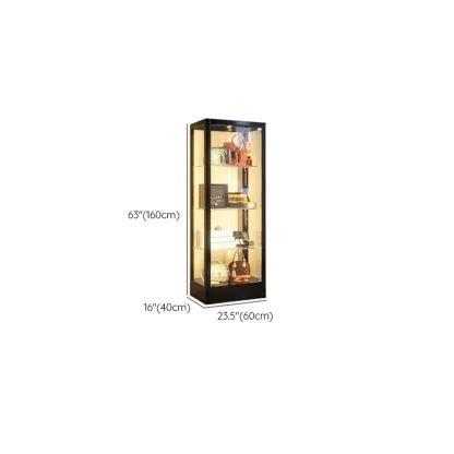 Enclosed Black 5-Shelf Metal Curio Cabinet with Light Image - 10