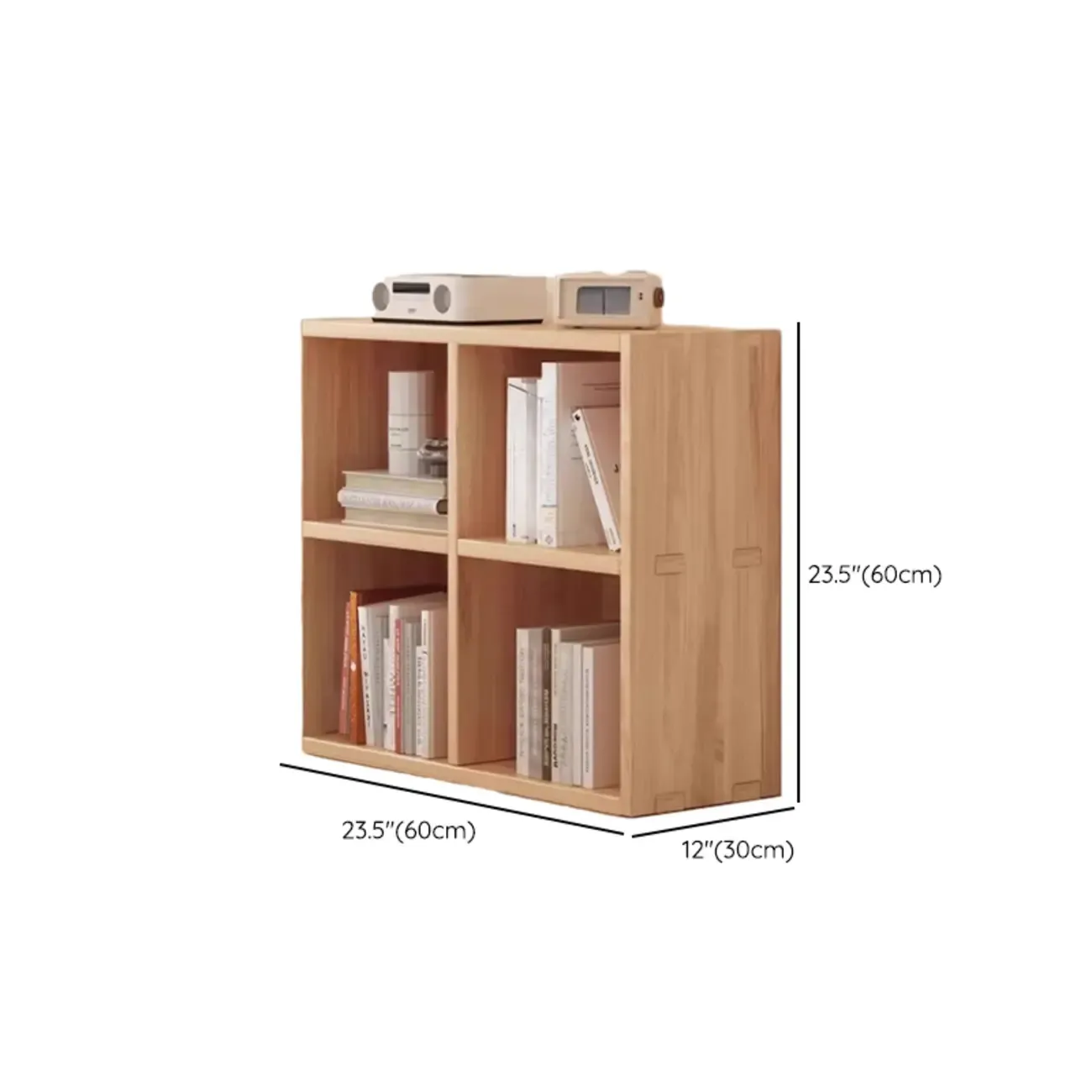 Natural Finish Wooden Storage Simple Narrow Bookcase #size