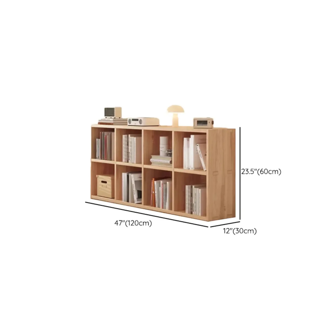 Natural Finish Wooden Storage Simple Narrow Bookcase Image - 20