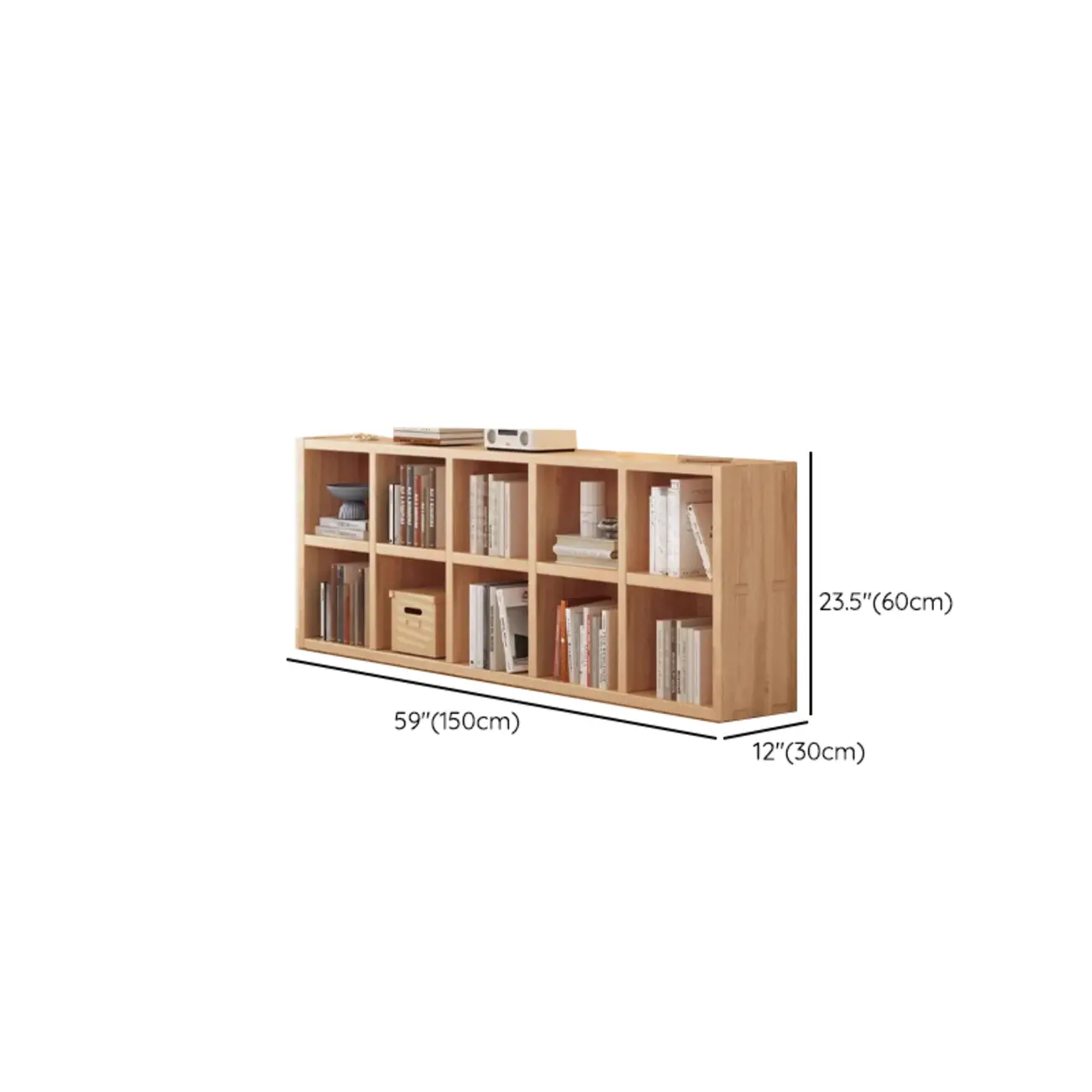 Natural Finish Wooden Storage Simple Narrow Bookcase Image - 21 | homeyfad