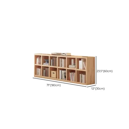 Natural Finish Wooden Storage Simple Narrow Bookcase Image - 22