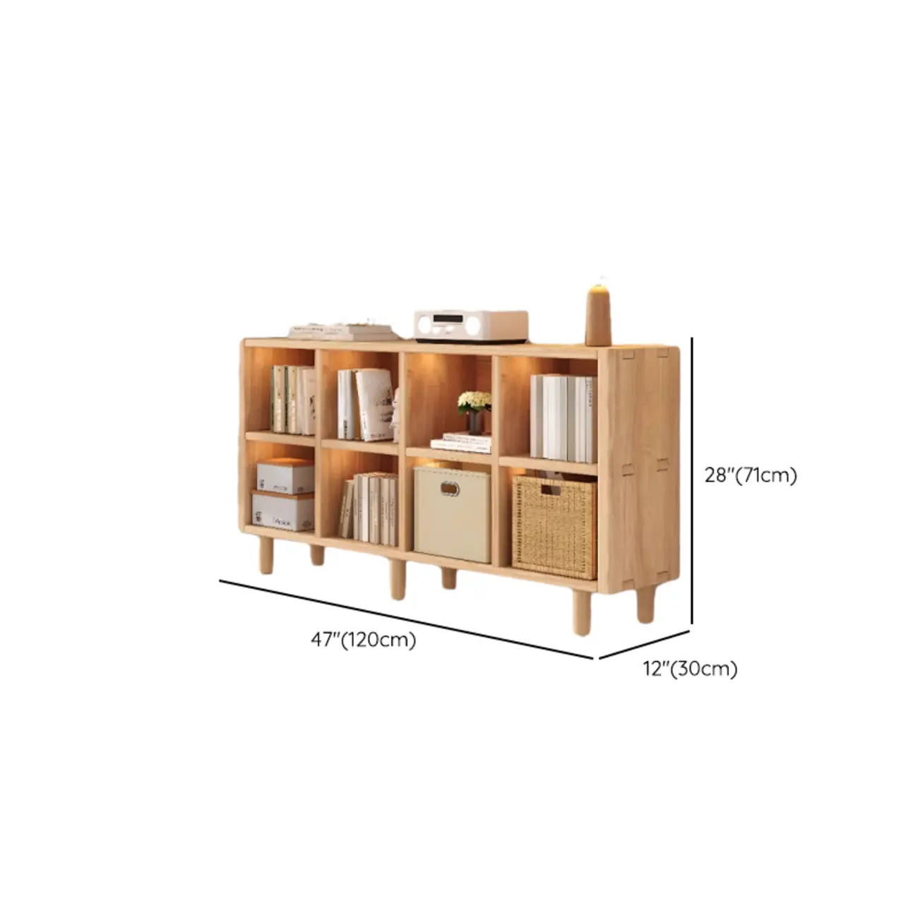 Natural Finish Wooden Storage Simple Narrow Bookcase Image - 23 | homeyfad