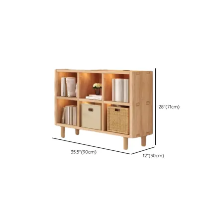Natural Finish Wooden Storage Simple Narrow Bookcase Image - 24
