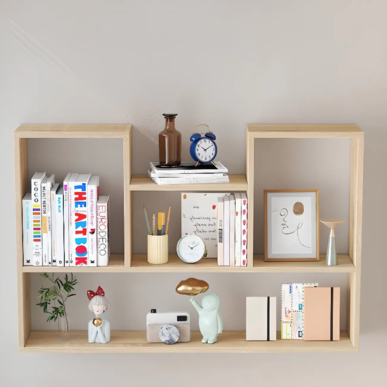 Modern Wooden 3-Tier Open Back Wall-Mounted Bookcase Image - 5 | homeyfad