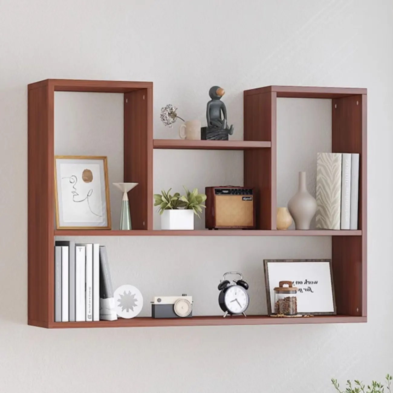 Modern Wooden 3-Tier Open Back Wall-Mounted Bookcase Image - 1 | homeyfad