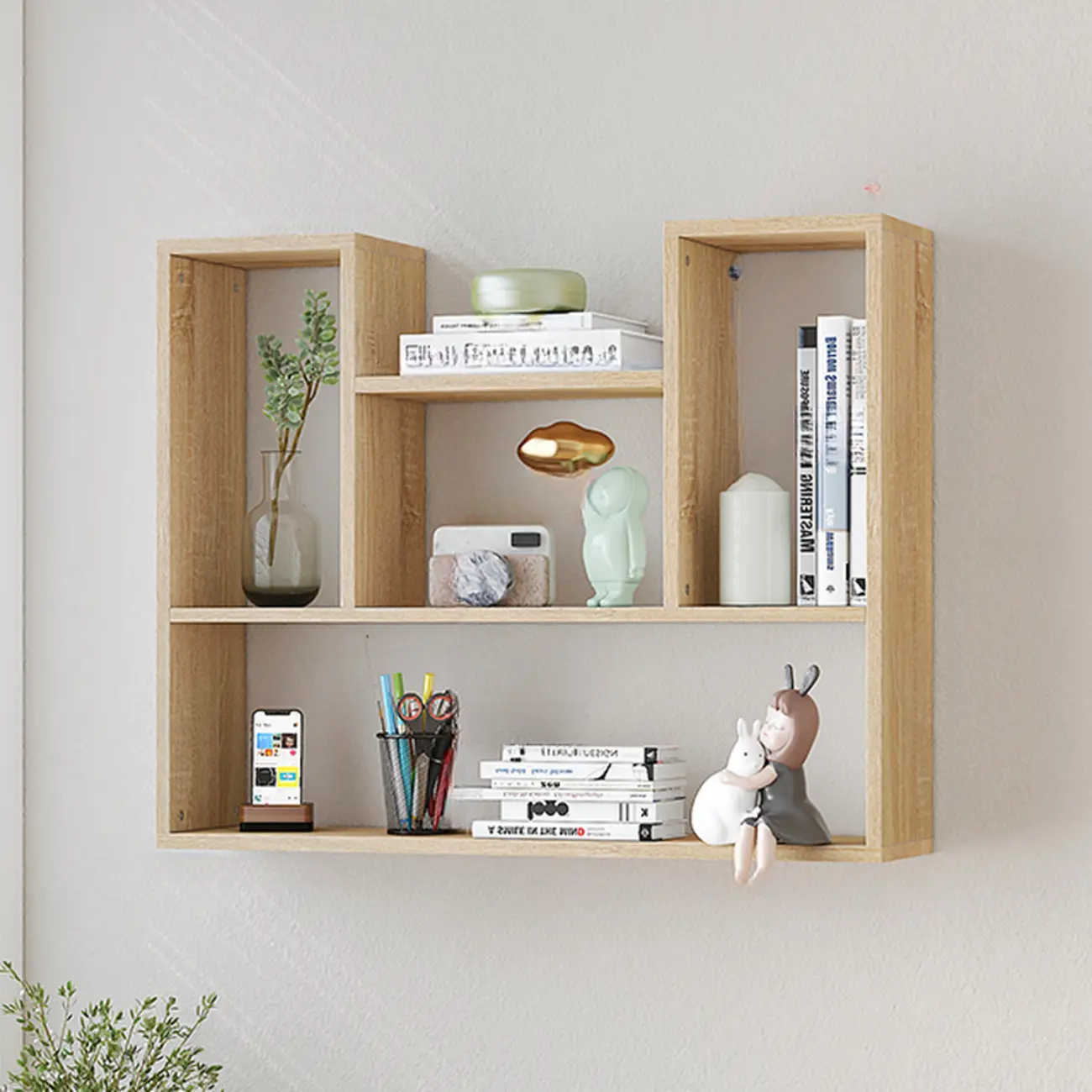 Modern Wooden 3-Tier Open Back Wall-Mounted Bookcase Image - 3 | homeyfad