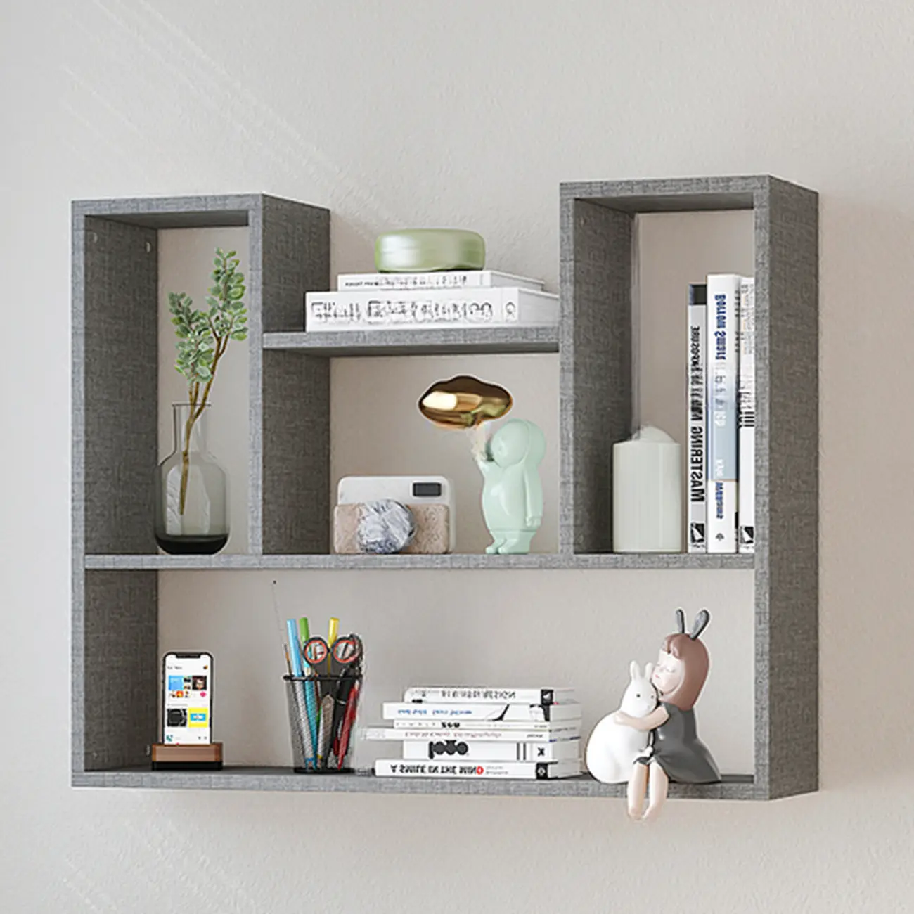 Modern Wooden 3-Tier Open Back Wall-Mounted Bookcase Image - 4 | homeyfad
