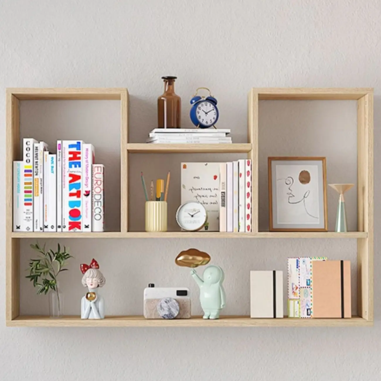 Modern Wooden 3-Tier Open Back Wall-Mounted Bookcase Image - 6 | homeyfad