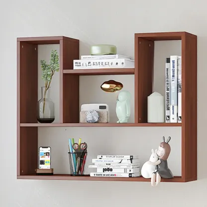 Modern Wooden 3-Tier Open Back Wall-Mounted Bookcase Image - 7
