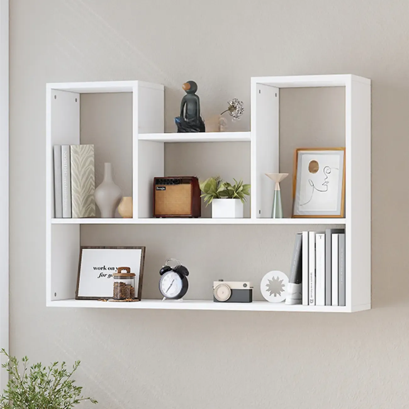 Modern Wooden 3-Tier Open Back Wall-Mounted Bookcase Image - 10