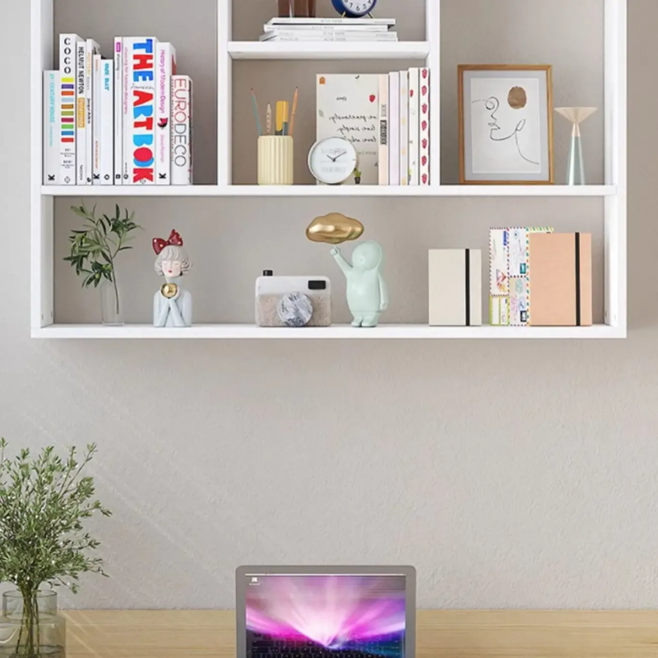 Modern Wooden 3-Tier Open Back Wall-Mounted Bookcase Image - 11