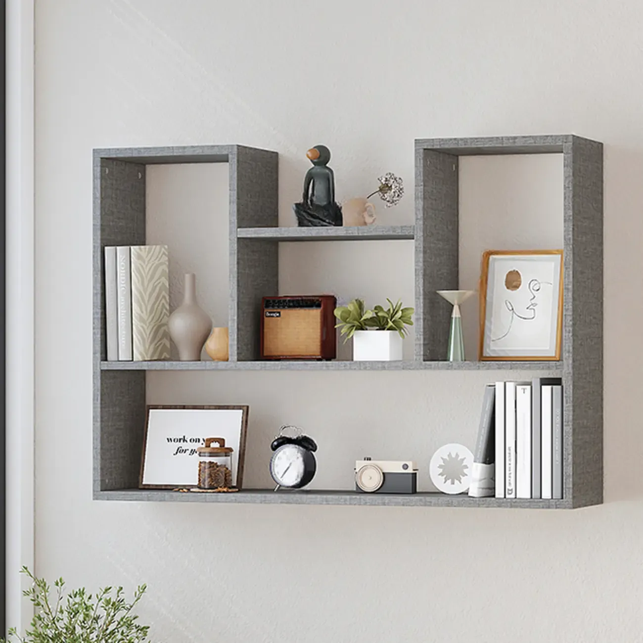 Modern Wooden 3-Tier Open Back Wall-Mounted Bookcase Image - 14