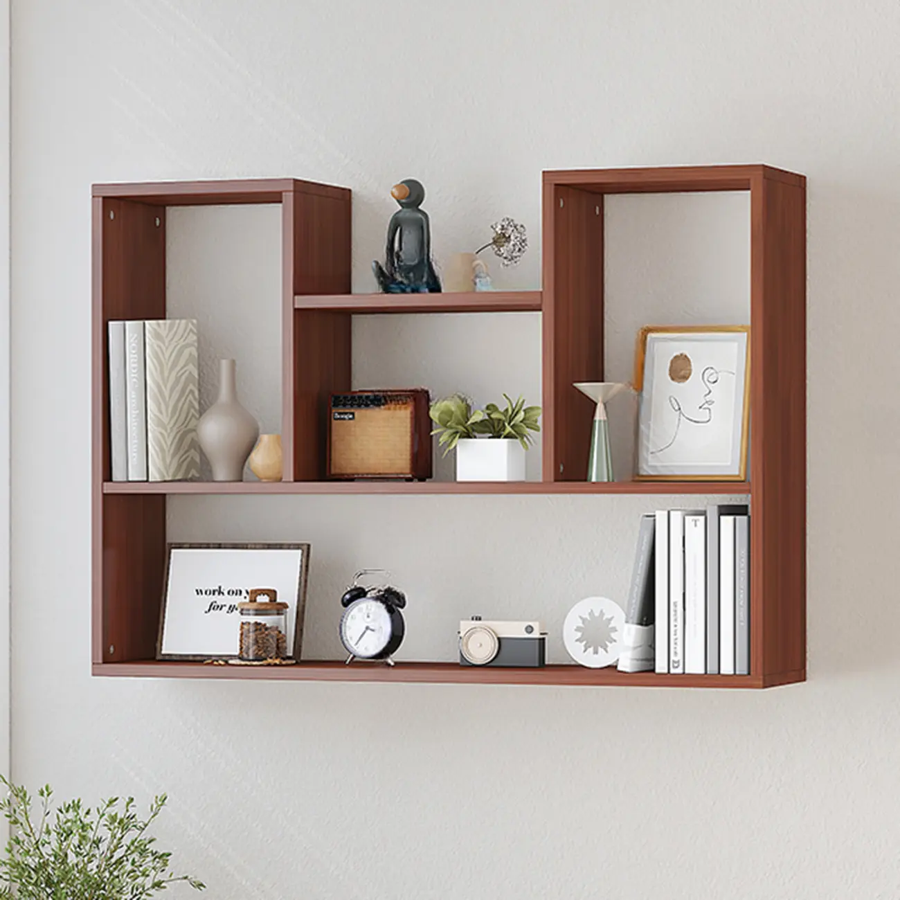Modern Wooden 3-Tier Open Back Wall-Mounted Bookcase Image - 15 | homeyfad