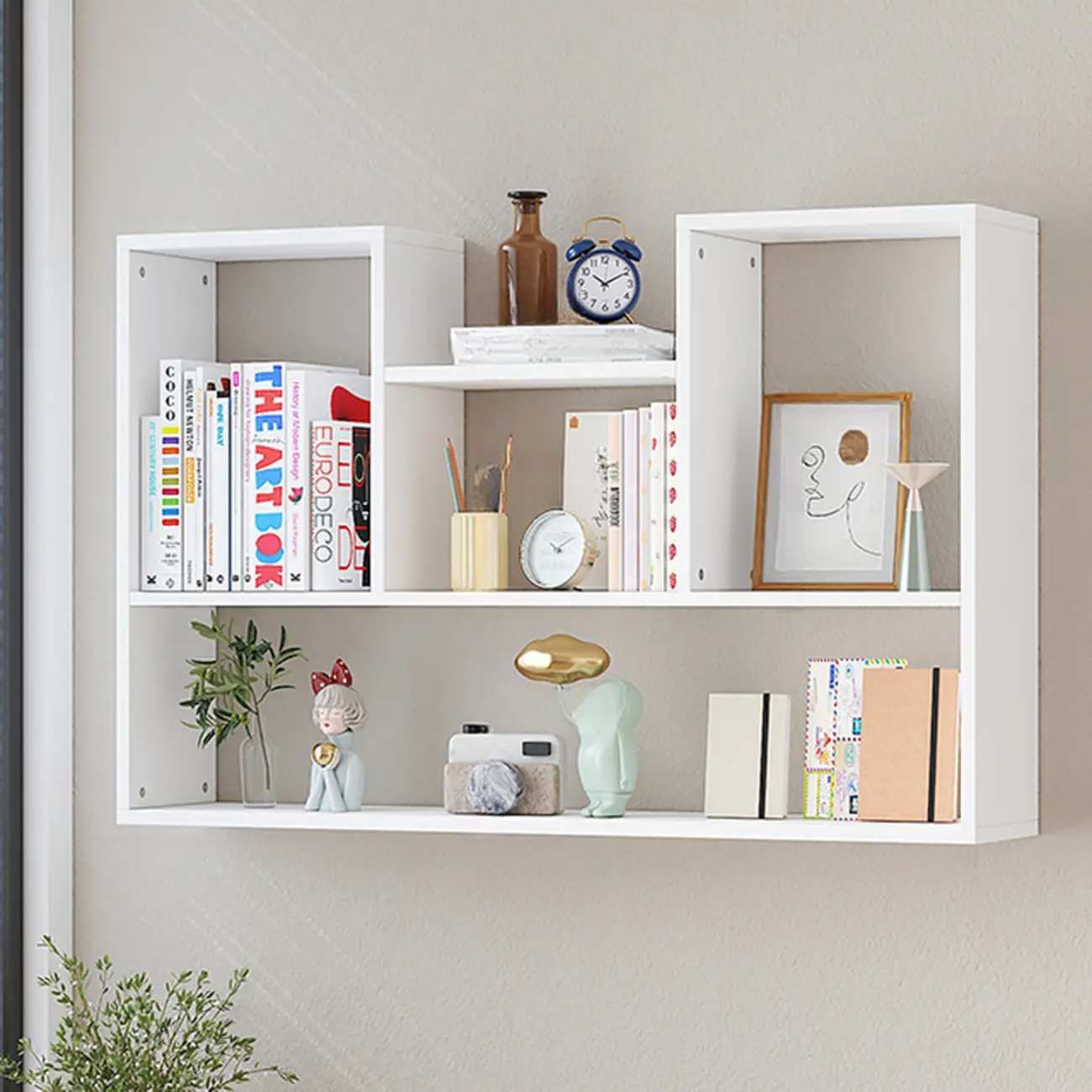 Modern Wooden 3-Tier Open Back Wall-Mounted Bookcase Image - 17 | homeyfad