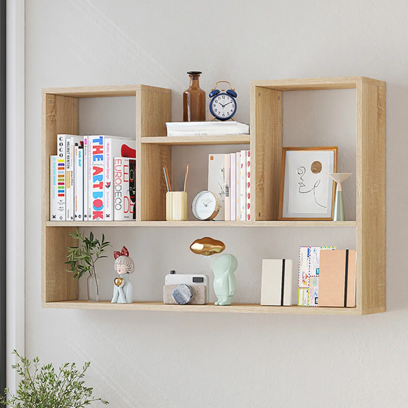 Modern Wooden 3-Tier Open Back Wall-Mounted Bookcase Image - 18 | homeyfad