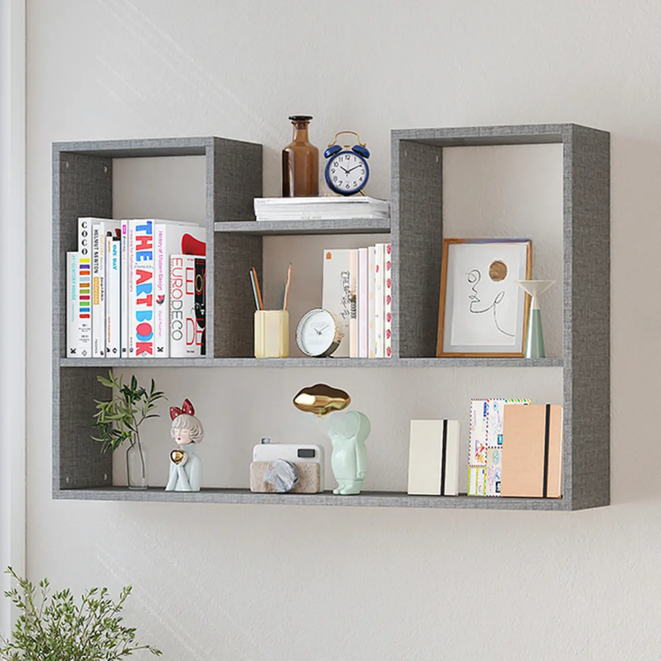 Modern Wooden 3-Tier Open Back Wall-Mounted Bookcase Image - 19 | homeyfad